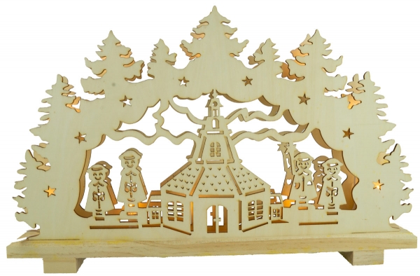 Beleuchteter Schwibbogen Kirche ca. 28 x 45 x 5 cm - Weihnachtsdekoration
