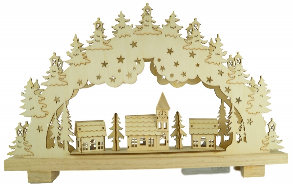 Beleuchteter Schwibbogen Dorf 3D ca. 28 x 45 x 5 cm - Weihnachtsdekoration