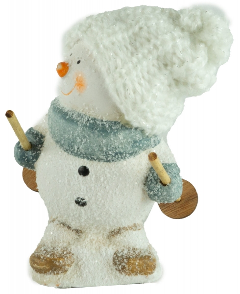Preview: Bezaubernde Schneemänner auf Skiern 2er Set ca. 15 cm - Weihnachtsdekoration