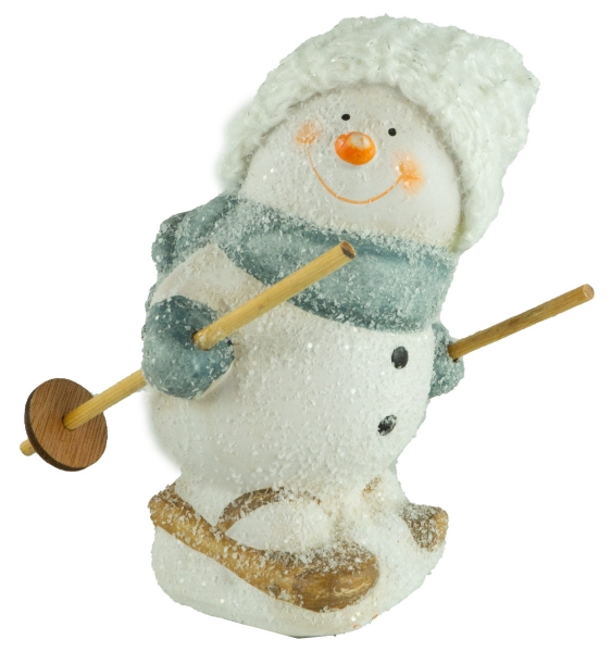 Preview: Bezaubernde Schneemänner auf Skiern 2er Set ca. 15 cm - Weihnachtsdekoration