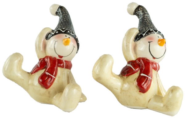 Bezaubernde sitzende Schneemänner 2er Set ca. 11 cm - Weihnachtsdekoration