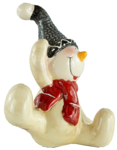 Preview: Bezaubernde sitzende Schneemänner 2er Set ca. 11 cm - Weihnachtsdekoration