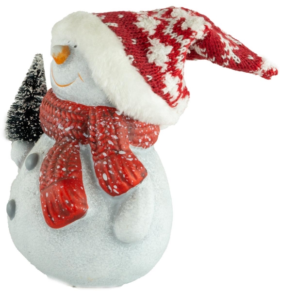 Preview: Bezaubernde Schneemänner mit Tannenbaum 2er Set ca. 14 cm - Weihnachtsdekoration