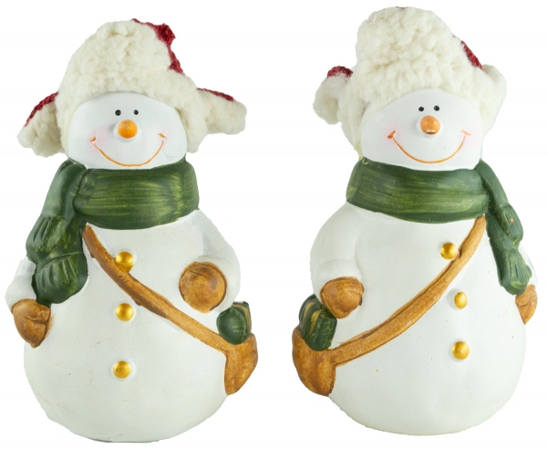Bezaubernde Schneemänner mit Schapka 2er Set ca. 15 cm - Weihnachtsdekoration