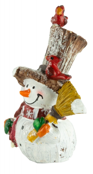Preview: Bezaubernde Schneemänner mit Vögeln 2er Set ca. 8 cm - Weihnachtsdekoration