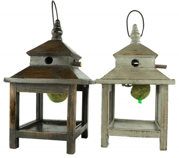 Handgefertigtes Vogelfutterhaus hellgrau, ca. 33 cm