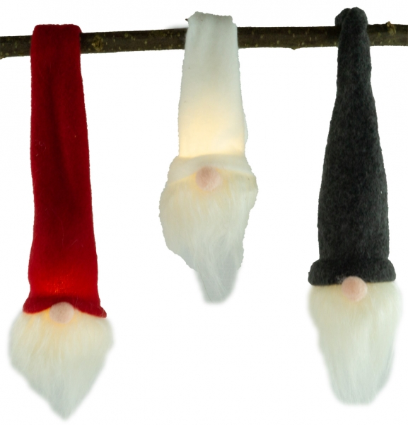 Preview: Winterlicher Wichtel mit LED 3er Set ca. 20 cm - Weihnachtsdekoration