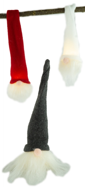 Preview: Winterlicher Wichtel mit LED 3er Set ca. 20 cm - Weihnachtsdekoration