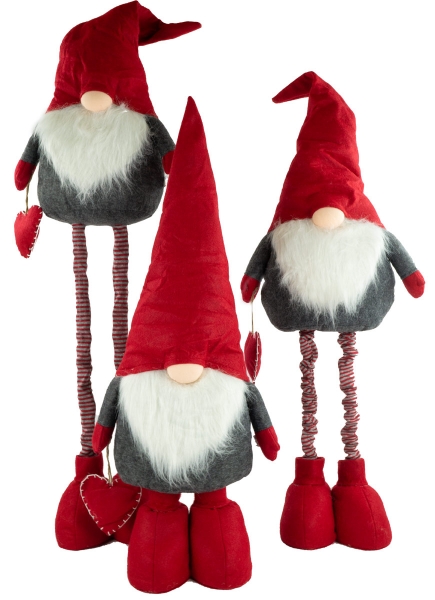 Preview: Winterlicher Wichtel mit Teleskopbeinen ca. 80 - 120 cm - Weihnachtsdekoration