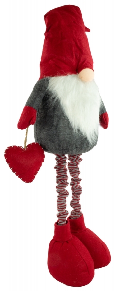 Preview: Winterlicher Wichtel mit Teleskopbeinen ca. 80 - 120 cm - Weihnachtsdekoration