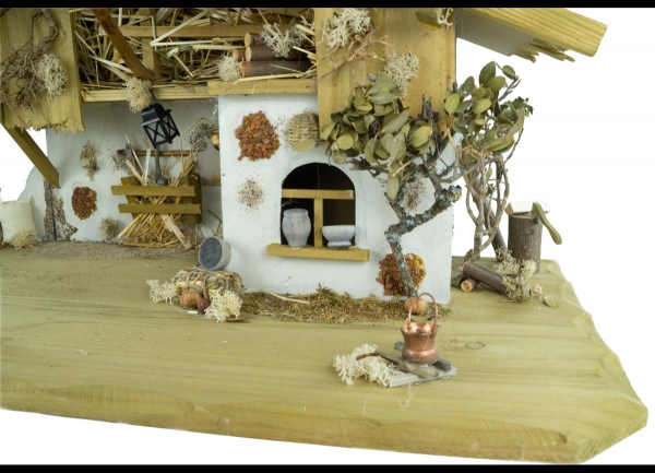 Preview: Traditionelle Weihnachtskrippe Hersbruck inkl. 12-tlg. Figurensatz K 001, Maße Krippe: ca. 66 x 30 x 31 cm