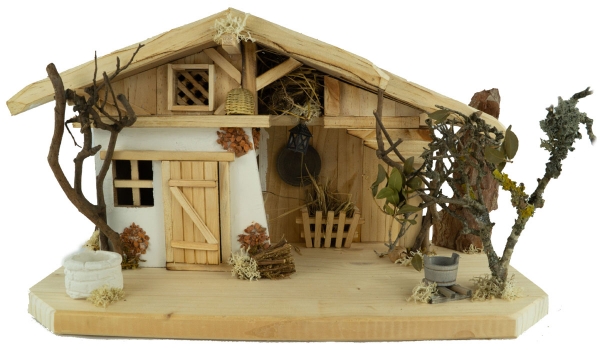 Preview: Festliche Weihnachtskrippe Himmelgarten inkl. 10-tlg. Figurensatz K 132, Maße: ca. 45 x 20 x 22 cm