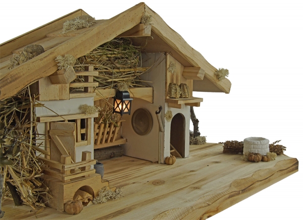 Preview: Wundervolle Weihnachtskrippe Neunhof inkl. 12-tlg. Figurensatz K 650-9, Maße: ca. 58 x 25 x 25 cm