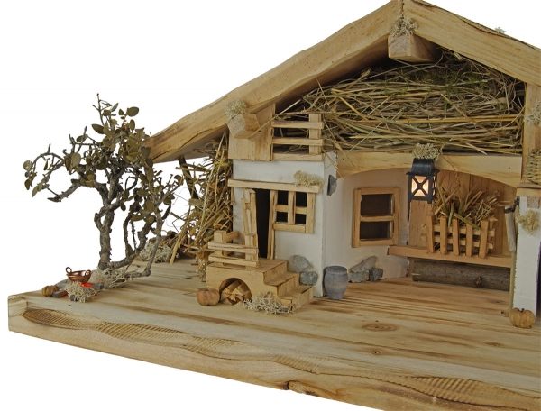 Preview: Wundervolle Weihnachtskrippe Neunhof inkl. 12-tlg. Figurensatz K 650-9, Maße: ca. 58 x 25 x 25 cm