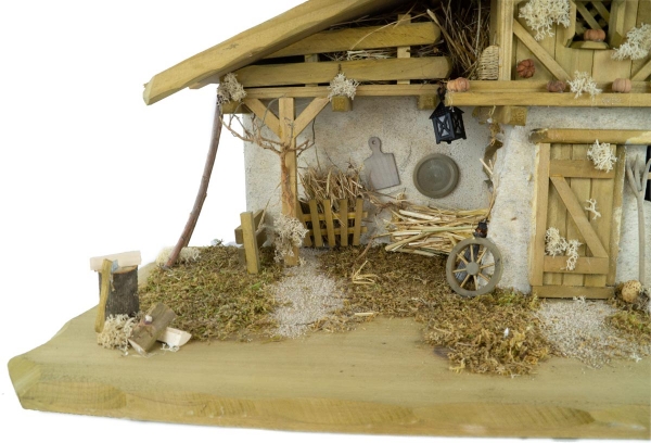 Preview: Wunderschöne Weihnachtskrippe Olbernhau inkl. 11-tlg. Figurensatz K 604, Maße Krippe: ca. 60m x 30 x 30 cm