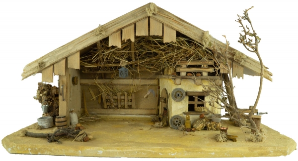 Preview: Wundervolle Weihnachtskrippe Schnaittach inkl. 17-tlg. Figurensatz ETA 1, Maße Krippe: ca. 70 x 30 x 34 cm