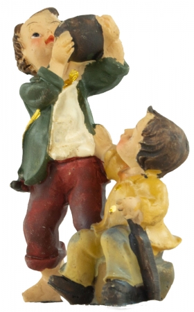 Handbemalte Krippenfigur Kinderpaar mit Wasserschüssel, ca. 6 cm, K 911-11