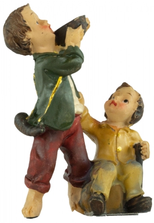 Handbemalte Krippenfigur Kinderpaar mit Wasserschüssel, ca. 6 cm, K 911-11