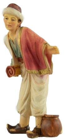 Handbemalte Krippenfigur Junge mit Teppich, ca. 8,5 cm, K 904-9