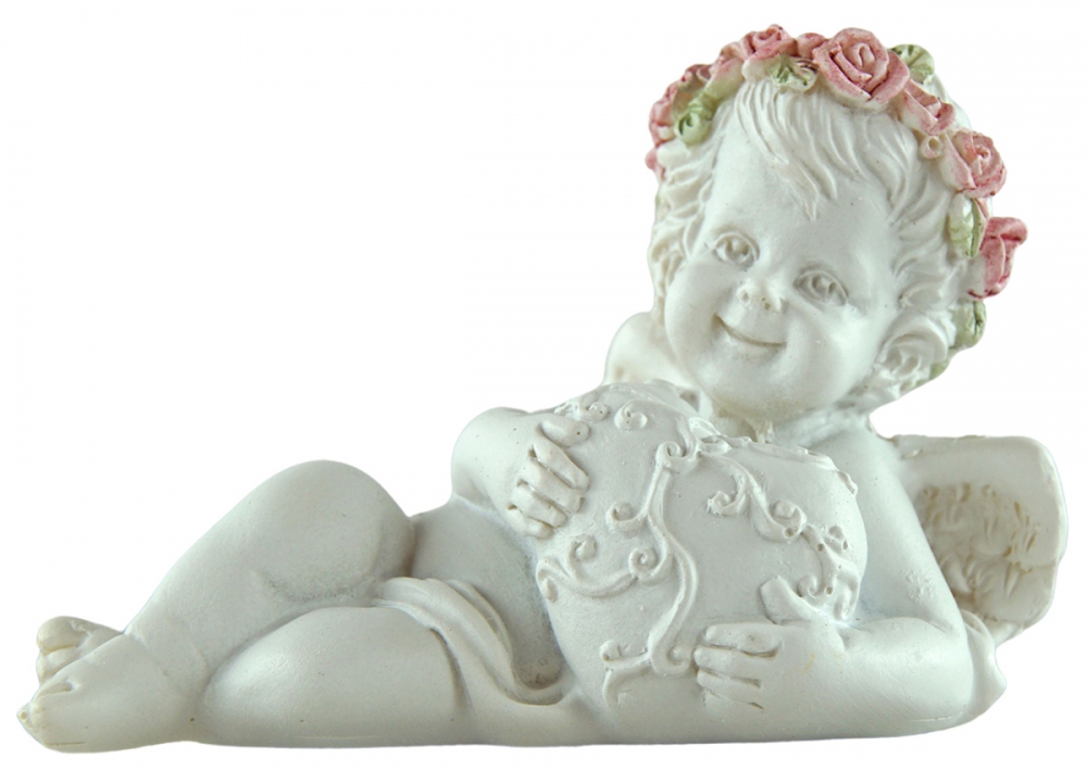 Engel mit Rosenkranz liegend im 4er Set