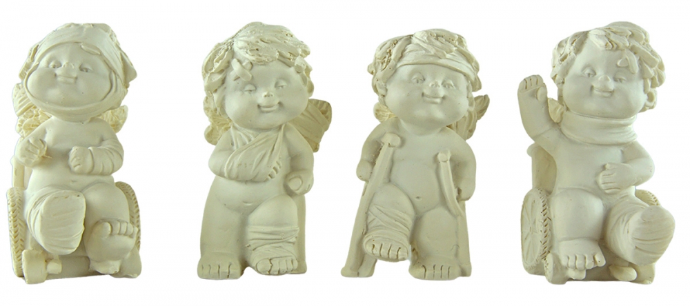 3er Set Engel " IGOR" Gute Besserung, von Lang, aus Polyresin, weiß, Höhe 7 cm