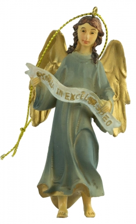 Handbemalte Krippenfigur Glorienengel mit Gloria Tuch, ca. 9 cm, K 001-9
