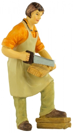 Handbemalte Krippenfigur Zimmermann, ca. 10 cm, K 946-11