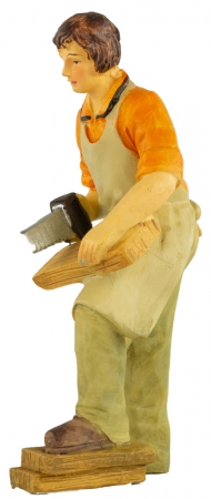 Handbemalte Krippenfigur Zimmermann, ca. 10 cm, K 946-11