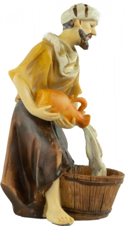 Handbemalte Krippenfigur Mann mit Wasserschüssel, ca. 11 cm, K 131-8
