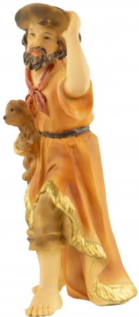 Handbemalte Krippenfigur Hirte mit einem Hund, ca. 10 cm, K 909-11