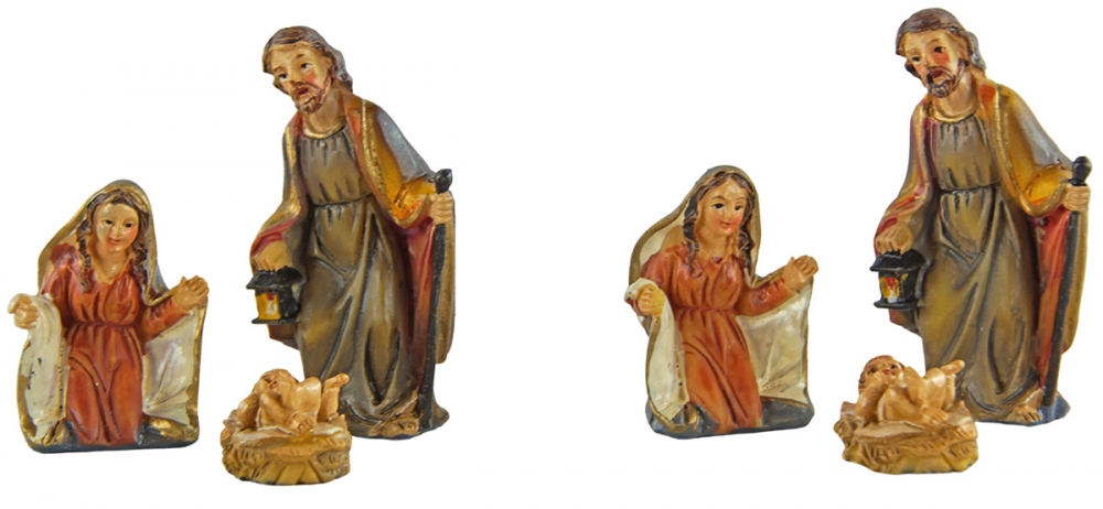Kleine Krippenfiguren Heilige Familie 3-tlg. 2er Set, ca. 4,5 cm, YBO002