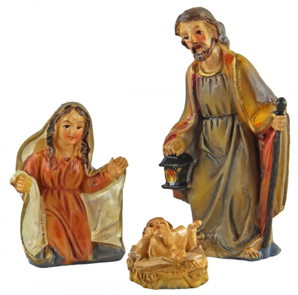 Kleine Krippenfiguren Heilige Familie 3-tlg. 2er Set, ca. 4,5 cm, YBO002