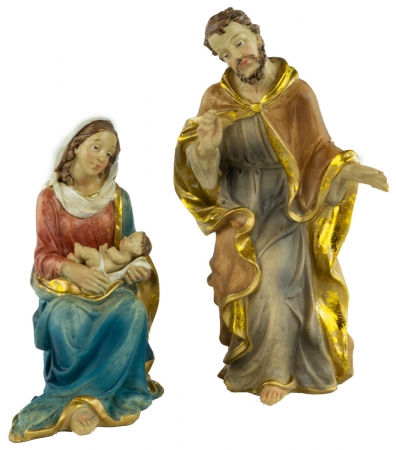Stimmungsvolle Krippenfiguren Heilige Familie 2-tlg., ca. 17 cm, 72741