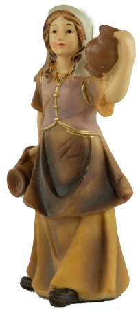 Handbemalte Krippenfigur Magd mit zwei Krügen, ca. 10,5 cm, K 183-35