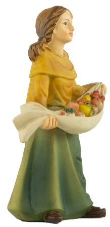 Handbemalte Krippenfigur Magd mit Obstschale, ca. 10 cm, K 183-41