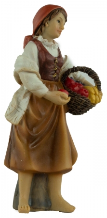 Handbemalte Krippenfigur Magd mit Obstkorb, ca. 11 cm, K 942-11