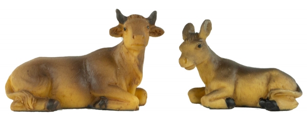 Handbemalte Krippenfiguren Ochse und Esel 2-tlg., ca. 3,5 cm, K 181-03