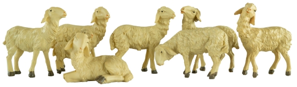 Handbemalte Krippenfiguren Schafherde 7-tlg., ca. 8,5 cm, T 089-15