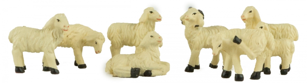 Handbemalte Krippenfiguren Schafherde 7-tlg., ca. 2,5 cm, T 089-7