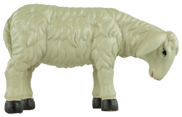 Handbemalte Krippenfigur Schaf grasend, ca. 9,5 cm, T 094-30b