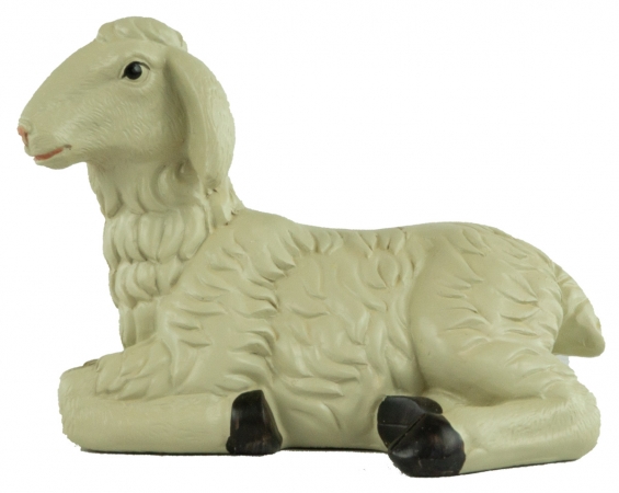 Handbemalte Krippenfigur Schaf liegend, ca. 8,5 cm, T 094-30c