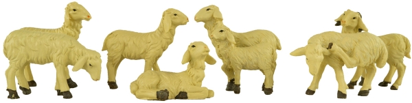 Handbemalte Krippenfiguren Schafherde 7-tlg., ca. 7 cm, YDS 005