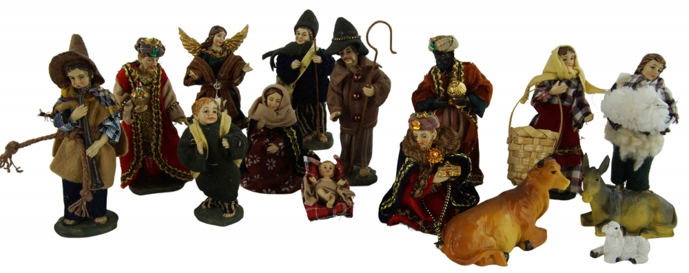 Alpländische Ankleidefiguren 15-tlg., ca. 11 cm, K 107