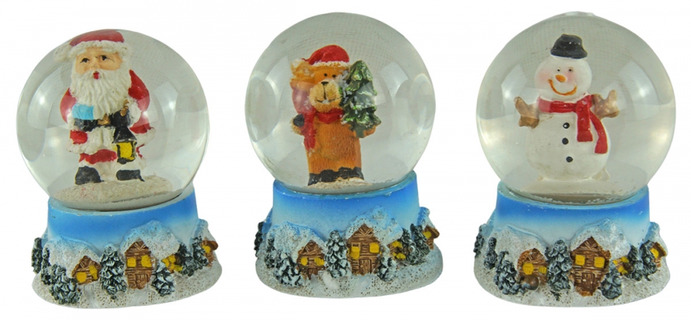 Zauberhafte Schneekugeln Weihnachtsfiguren 3er Set ca. 6 cm - Dekoration