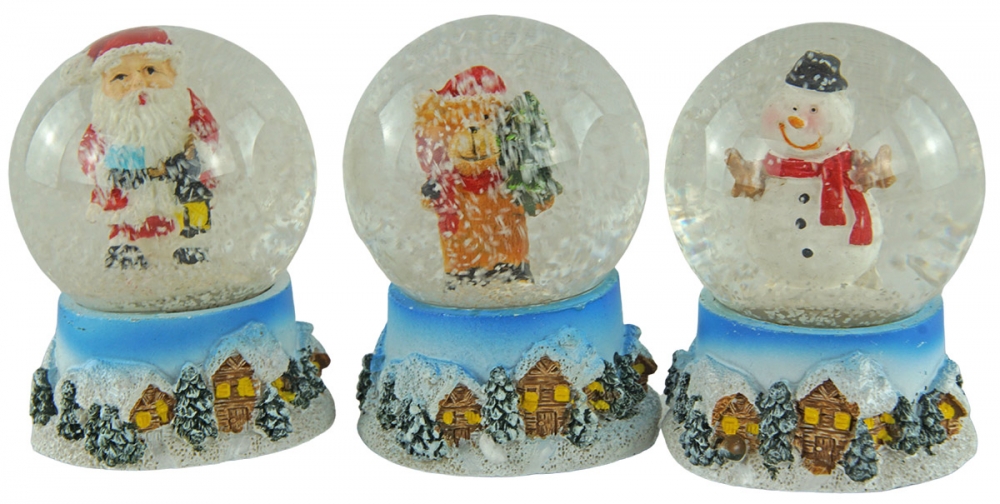 Zauberhafte Schneekugeln Weihnachtsfiguren 3er Set ca. 6 cm - Dekoration