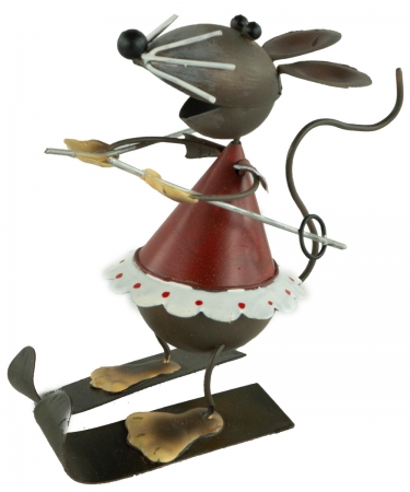 Bezaubernde Mäuse auf Skiern 2er Set ca. 12 cm - Weihnachtsdekoration