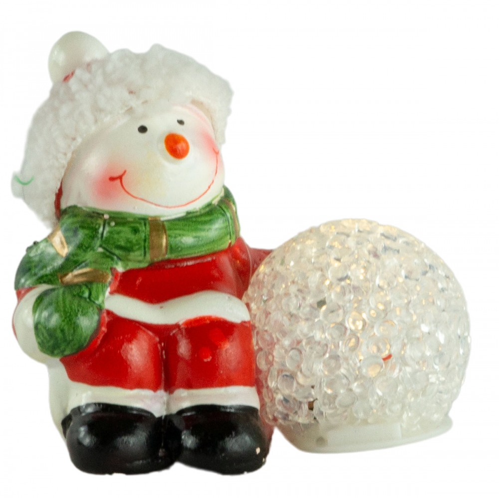 Putzige Weihnachtsfiguren mit LED Schneeball 2er Set ca. 8 cm - Weihnachtsdekoration