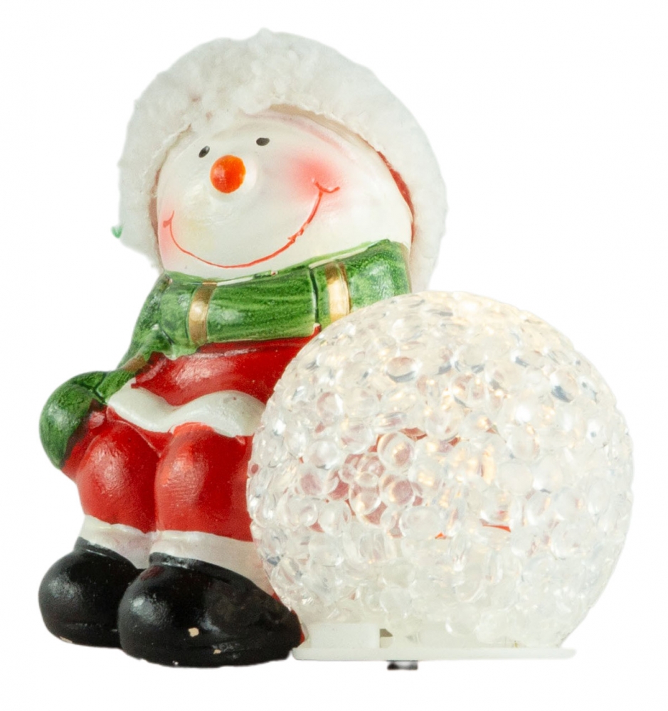 Putzige Weihnachtsfiguren mit LED Schneeball 2er Set ca. 8 cm - Weihnachtsdekoration
