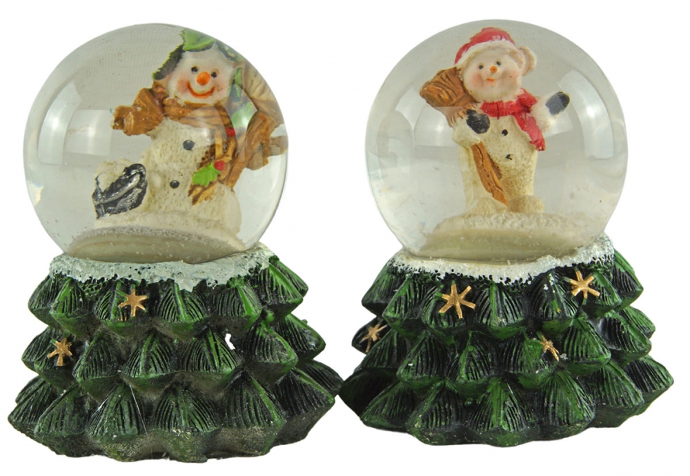 Tolle Schneekugeln Schneemann 2er Set ca. 7 cm - Dekoration