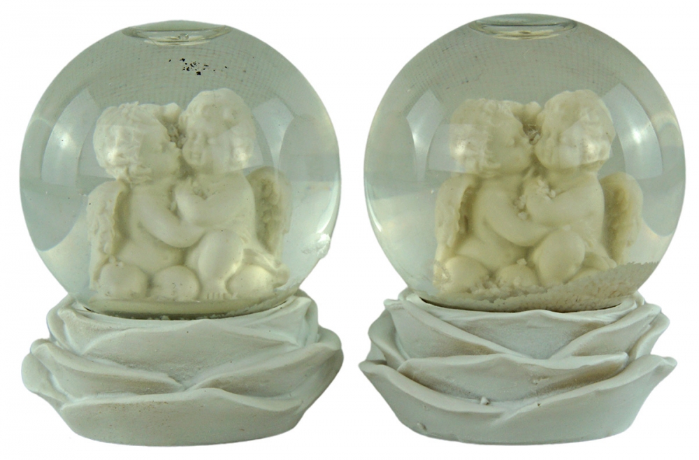 Goldige Schneekugeln Engel 2er Set ca. 6 cm - Dekoration